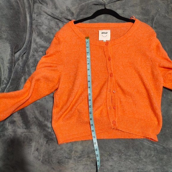 Orange aerie Campus Cool Plush Orange Cardigan Size S - Picture 7 of 7
